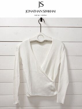 Jonathan Simkhai Long Sleeve Wrap Top – White – Size L